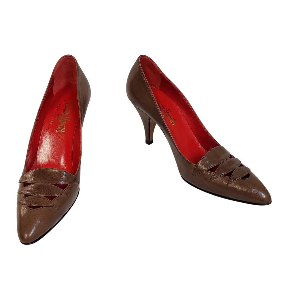 NIB Vintage Pancaldi Anilina Womens Brown Leather Pumps-Size 6.5 AA